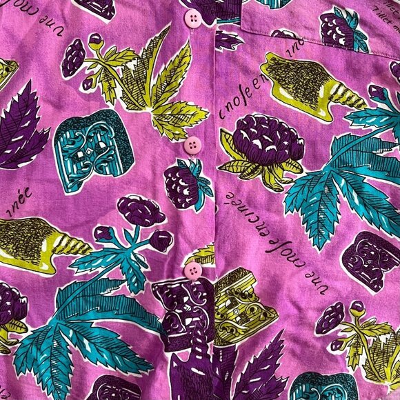 Vintage Ashleigh Morgan Womens Crop Hawaiian Shirt Pink Medium Tropical Resort‎ - Picture 5 of 12